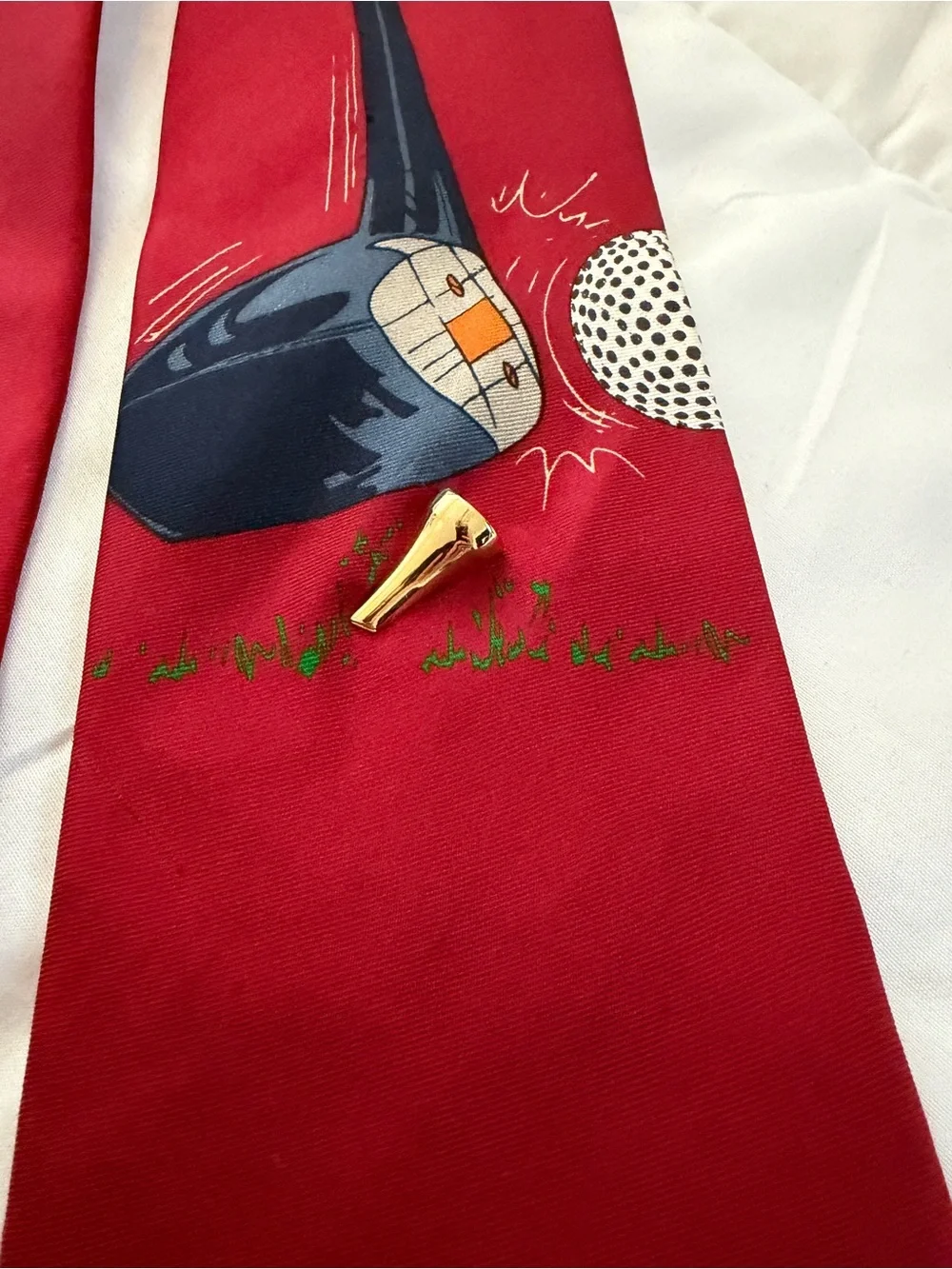 Vicky Davis Red Golf Driver Print Men's Tie